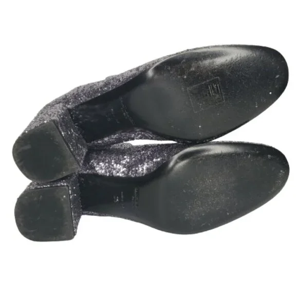 Saint Laurent Metallic Glitter Block Heel Ankle Booties - Picture 7 of 9